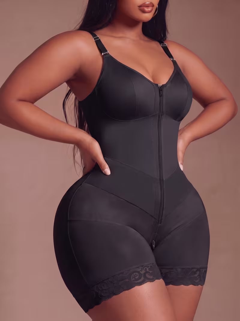 SalesMora Sculpting Short Bodysuit noir, vue avant rapprochée